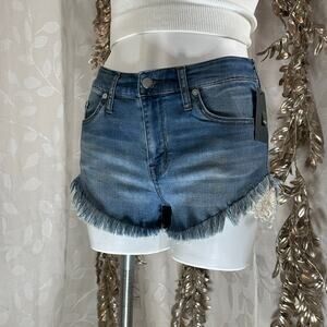 Mossimo Women’s High Rise Crochet Hem Denim Shorts Size‎ 6 NWT Blue